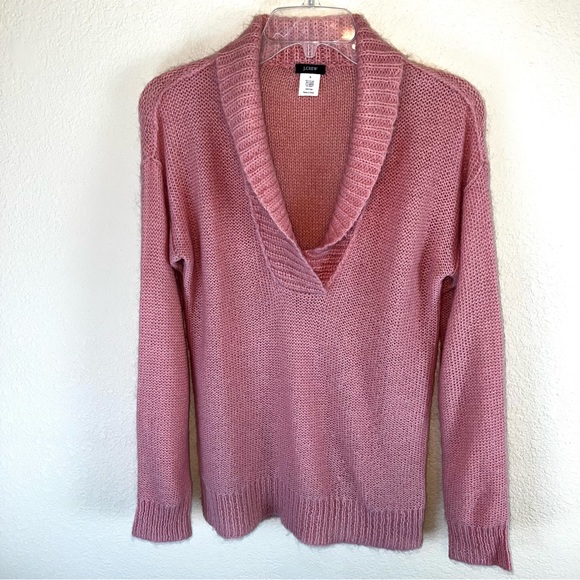 J. Crew Pink Dolce Mohair Wool Blend Shawl Collar Pullover Sweater Sz S - Picture 10 of 10